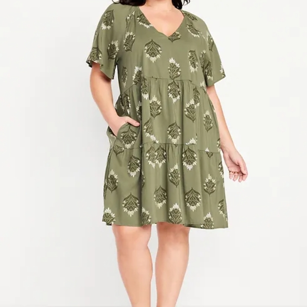 Old Navy Tiered Mini Swing Dress - Picture 2 of 9